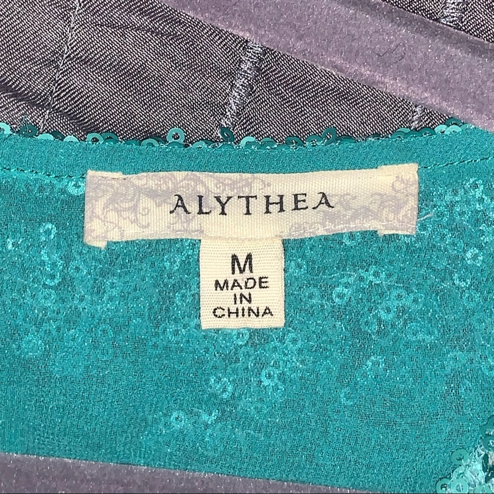 Turquoise sequins shirt - Picture 4 of 5
